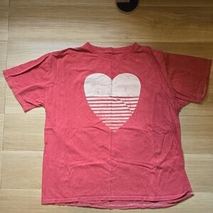 Maurices Red Short-Sleeve Tee with White Striped Heart